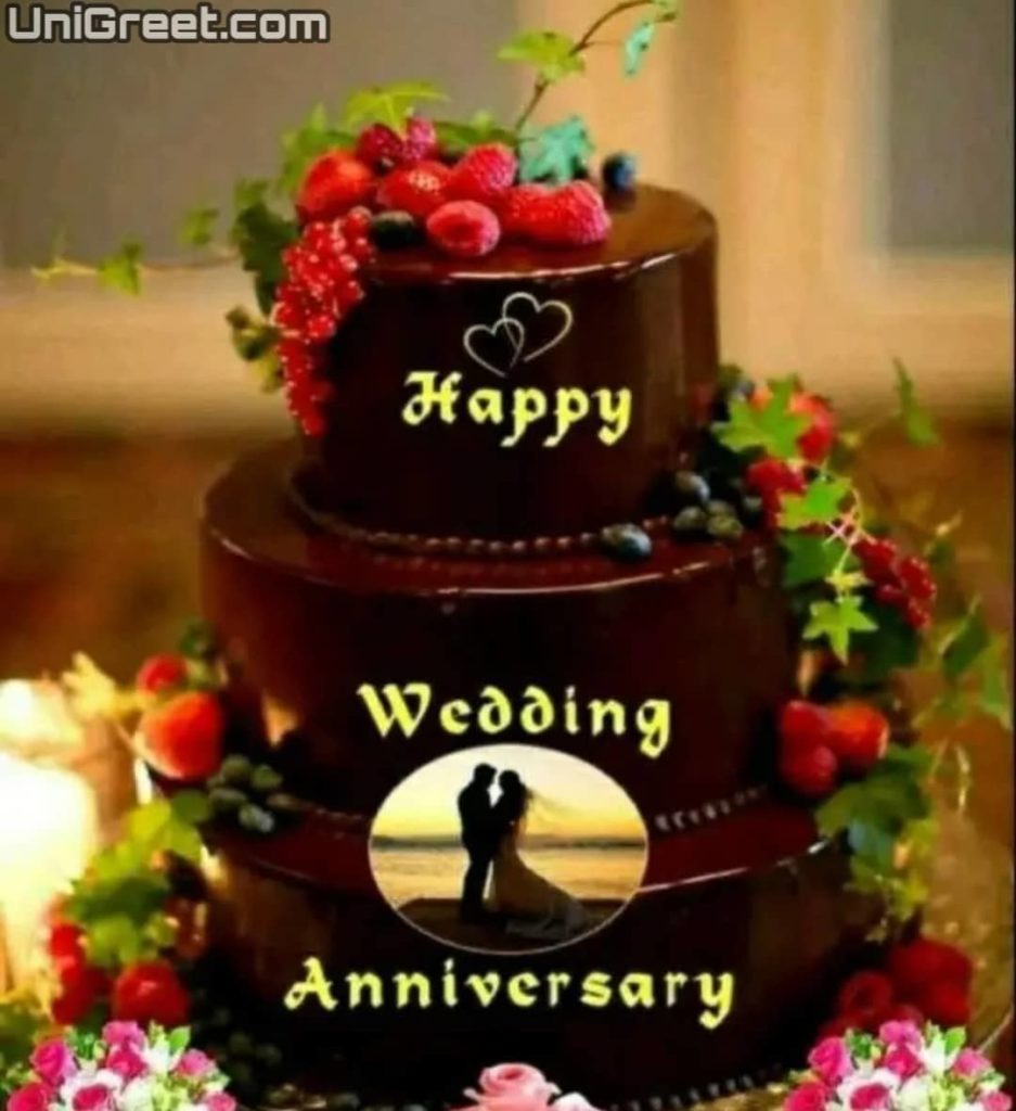 Romantic Wedding Anniversary Cake With Couple Name Wishes Images